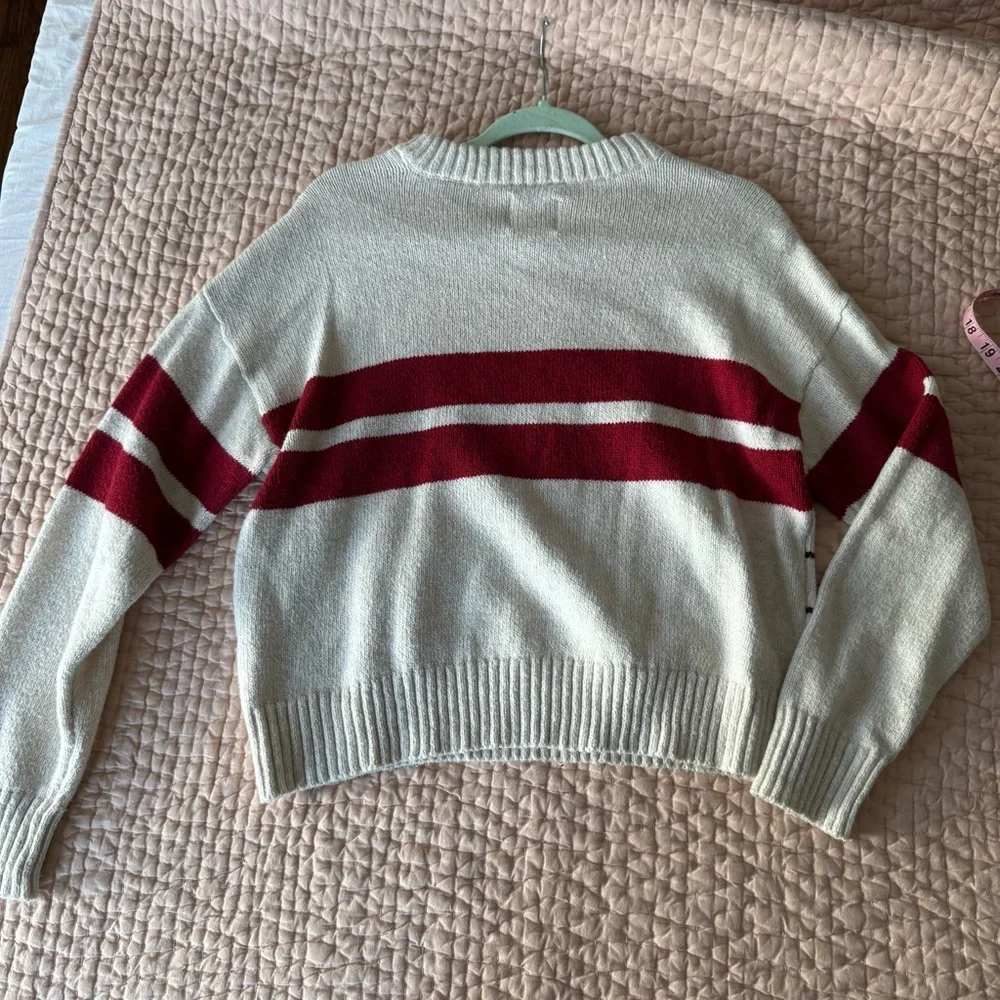AE x Peanuts Snoopy Striped Knit Sweater - Cream & Red - Picture 6 of 6